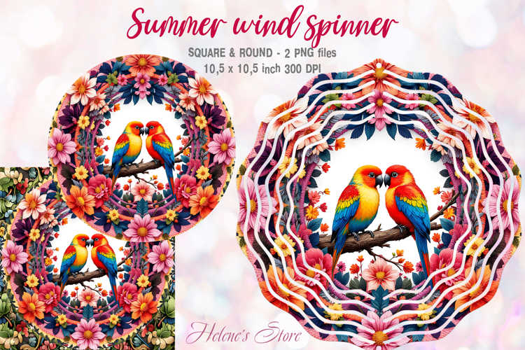 Cute birds windspinner |Lovebirds Wind spinner sublimation