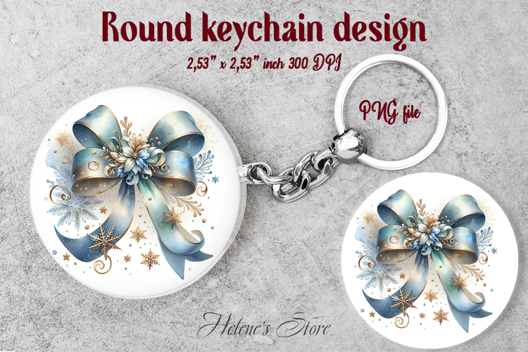 Christmas round keychain design | Coquette bows Car coaster