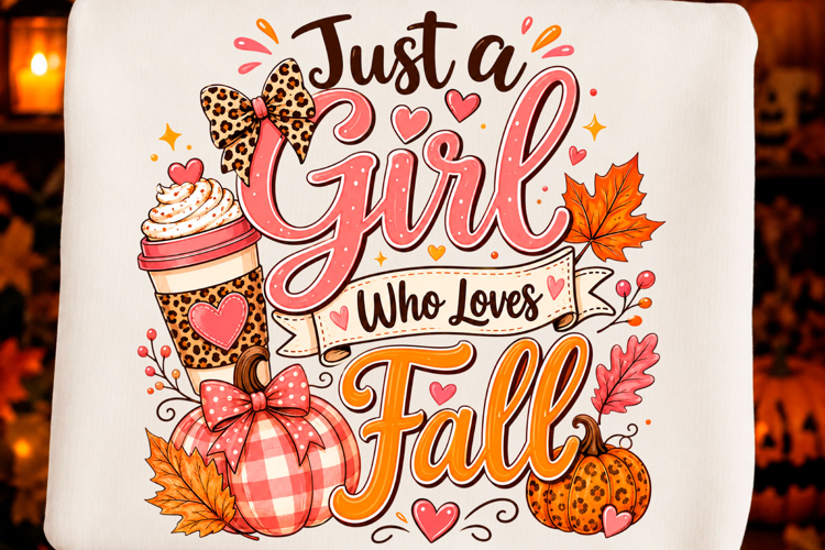 Fall Girl Pumpkin Coffee PNG