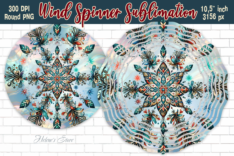 Christmas Snowflake Wind Spinner wrap sublimation design png