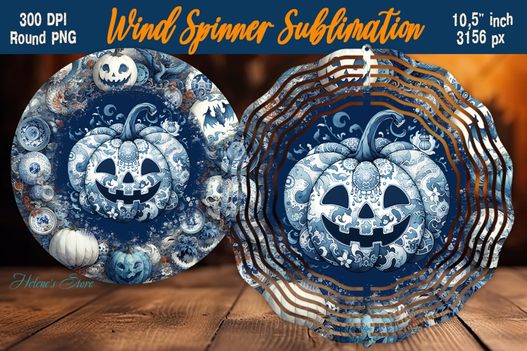 Cute Halloween pumpkin Wind Spinner Sublimation | Funny face