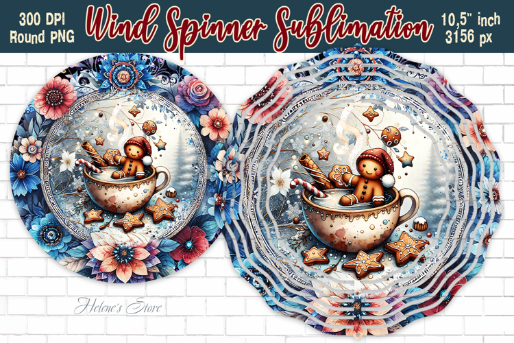 Christmas gingerbread Wind Spinner wrap sublimation designs