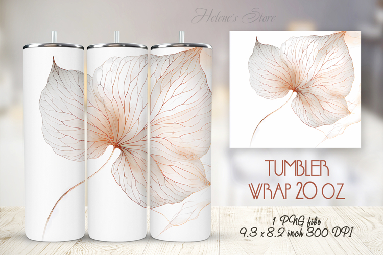 Watercolor leaves floral straight tumbler 20oz wrap designs