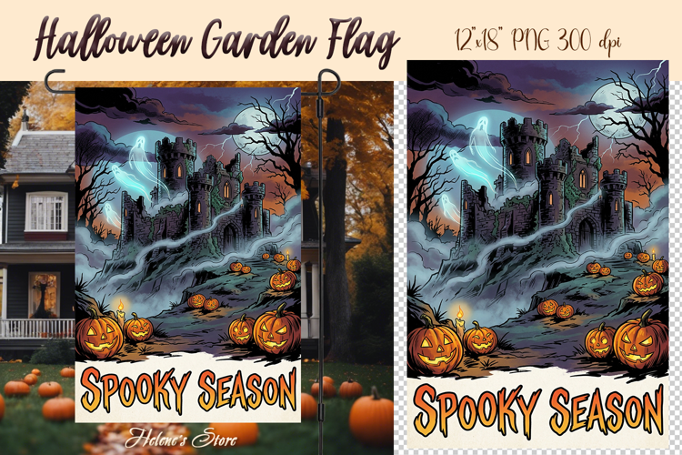 Haunted house sublimation design PNG| Halloween Garden Flag