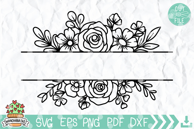 Split Floral Frame Svg