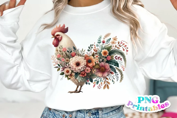 Floral Rooster PNG