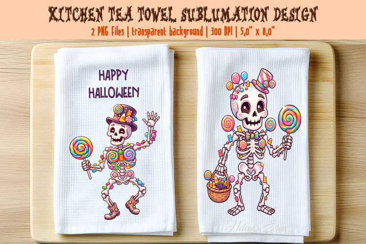 Funny Halloween Marshmallow Skeleton kitchen towel designs