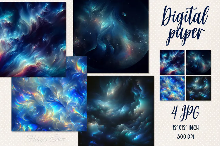 Abstract dark blue digital papers jpeg | Bokeh Scrap booking