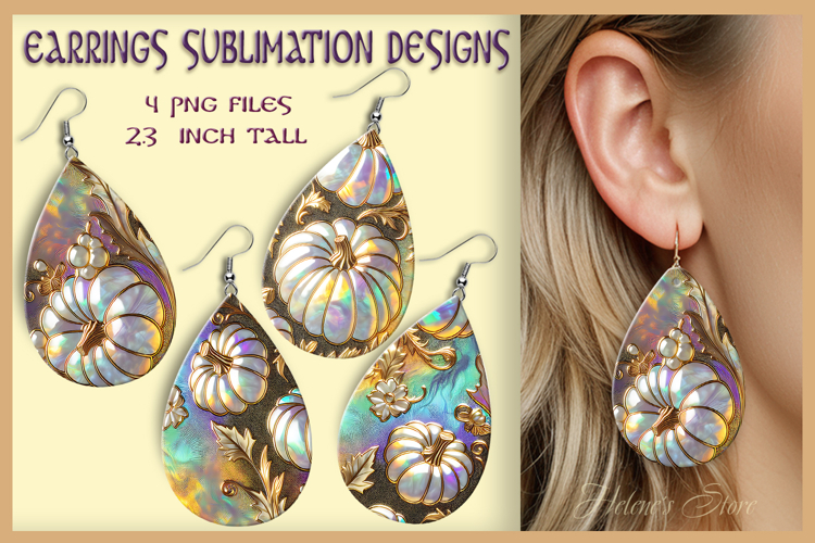 Autumn Pumpkin earrings | Fall Teardrop earring sublimation