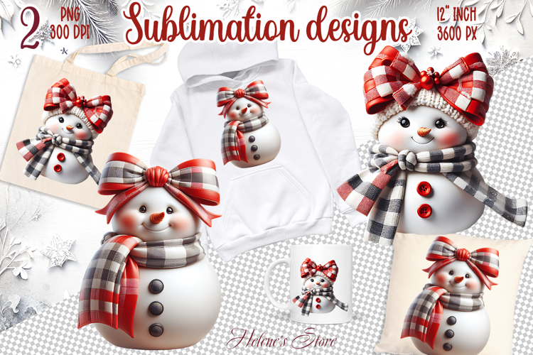 3d funny snowman coquette bows sublimation designs png