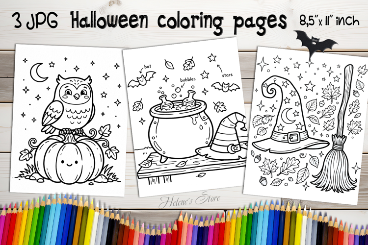Cute Halloween Coloring Pages | Kids Coloring Book Print