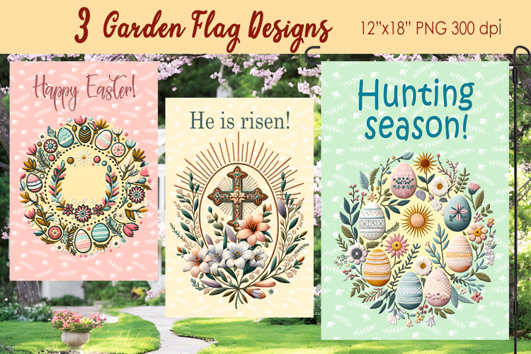 Easter Garden Flag Sublimation |Religious sublimation Easter
