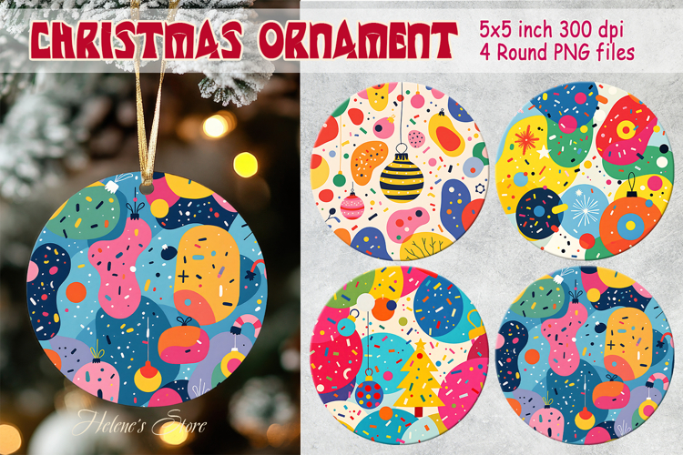Bright Merry Christmas ornament sublimation designs PNG