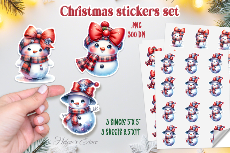 Retro Christmas snowman printables stickers | Coquette bows