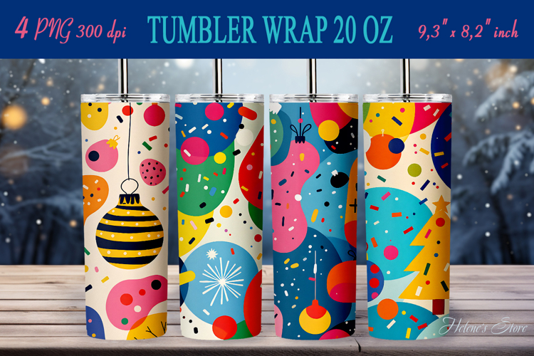 Abstract Christmas pattern straight tumbler 20oz wrap design