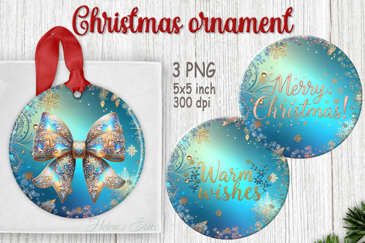 Bright Merry Christmas ornament sublimation designs PNG