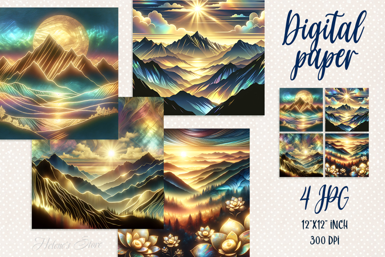 Sunrize mountains digital paper|Camping design scrap booking