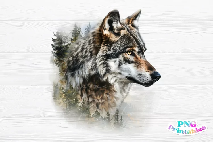 Watercolor Wolf PNG