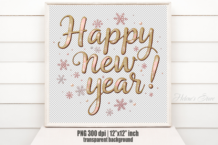 Bright Happy New Year quote sublimation design clipart png