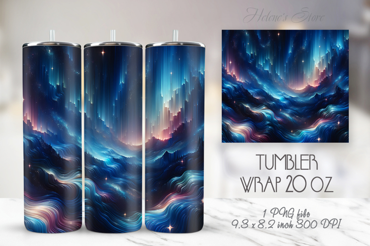 Bright dark blue tumbler 20 oz wrap sublimation design png
