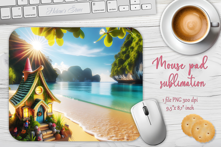 Beach gnomes house mouse pad sublimation design png