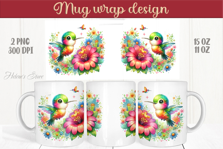 Cute Hummingbird mug wraps sublimation designs |Humming bird