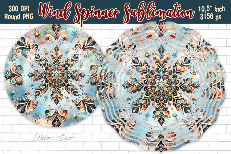 Christmas Snowflake Wind Spinner wrap sublimation design png
