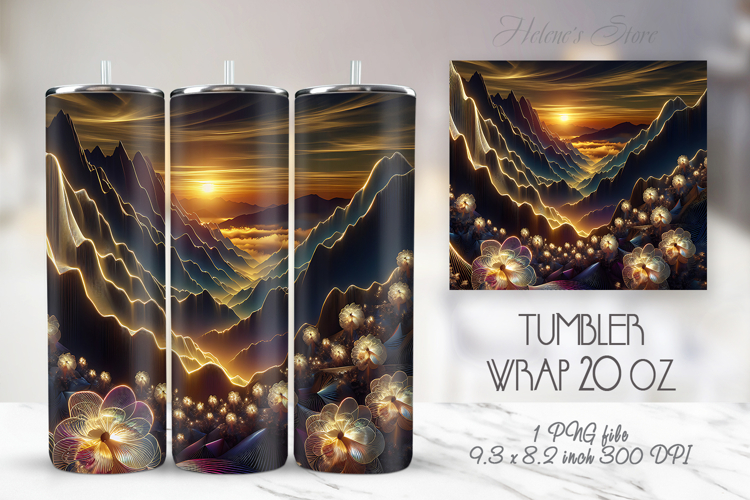 Fantasy Mountains straight skinny tumbler sublimation wrap