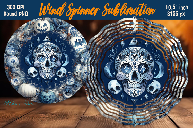 Cute Halloween skull Wind Spinner Sublimation | Funny face