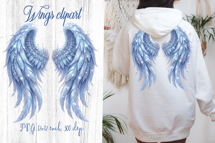 Blue Angel Wings sublimation design|Luxurious wing clipart