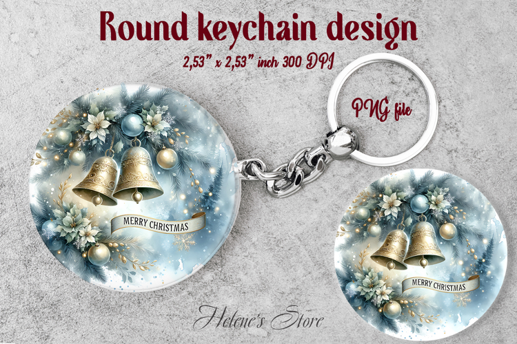 Christmas round keychain design | Jingle bells Car coaster
