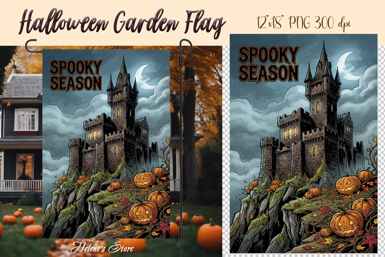 Haunted house sublimation design PNG| Halloween Garden Flag