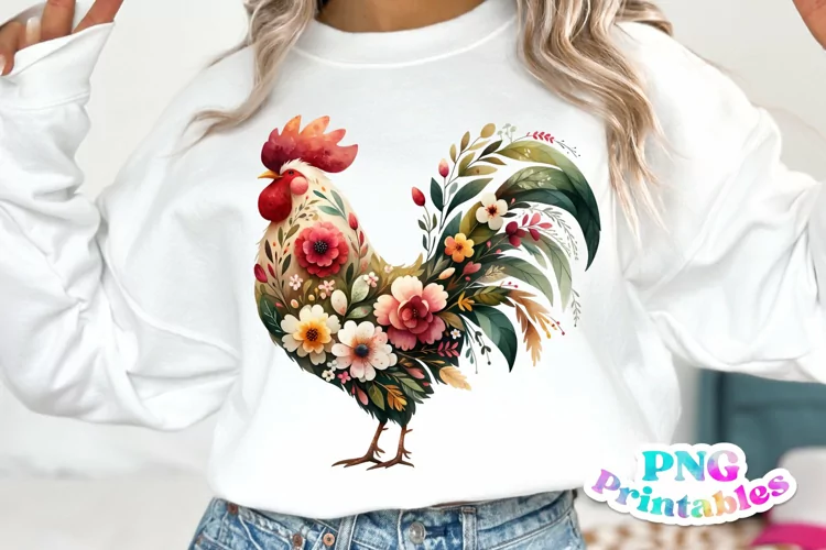Floral Rooster PNG