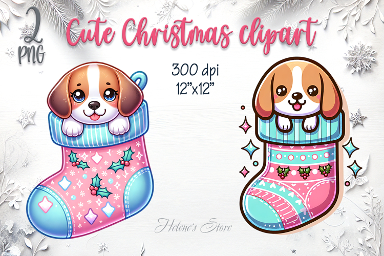 Christmas cute dogs in socks clipart| Winter t shirt designs