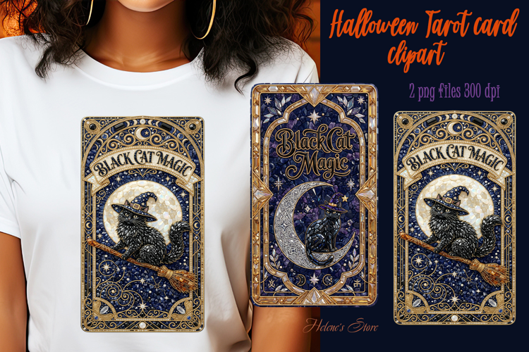 Black Cat Apothecary sublimation design| Tarot card clipart