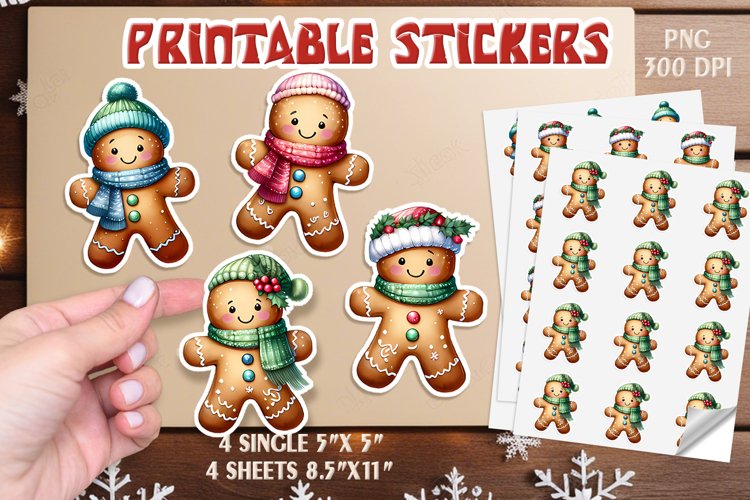 Gingerbread man Sticker | Christmas Stickers Printable