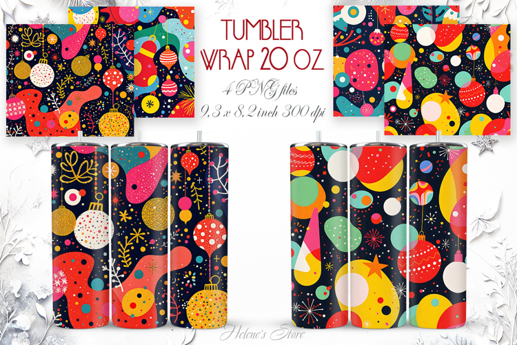 Abstract Christmas pattern straight tumbler 20oz wrap design