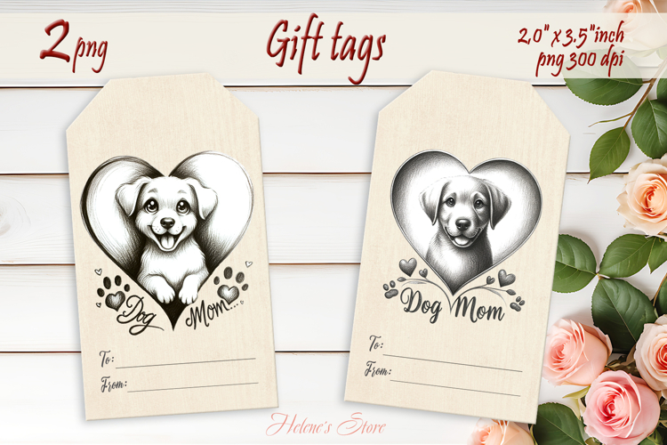 Lover dog paw Gift Tags| Scetch heart labels| Pets label png