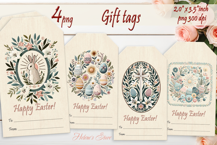 Easter cross Gift Tags| Boho pastel labels| Easter label png