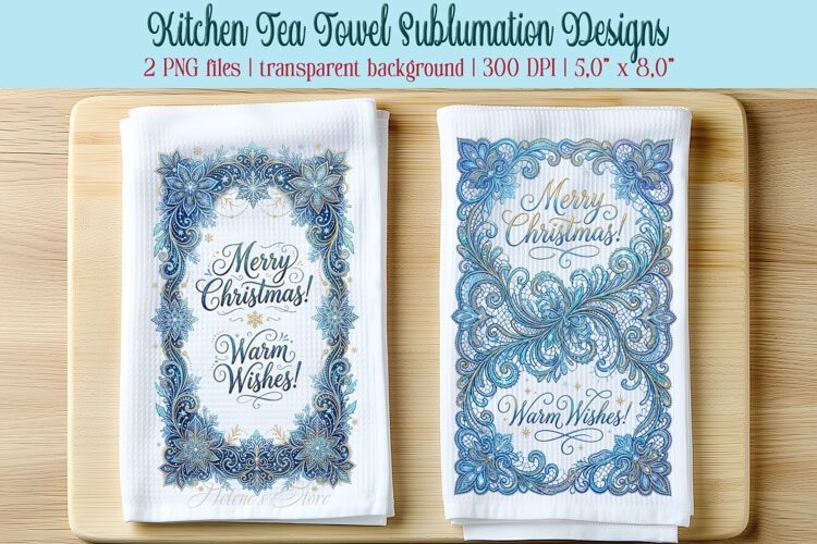 Merry Christmas kitchen tea towel sublimation designs png example image 1