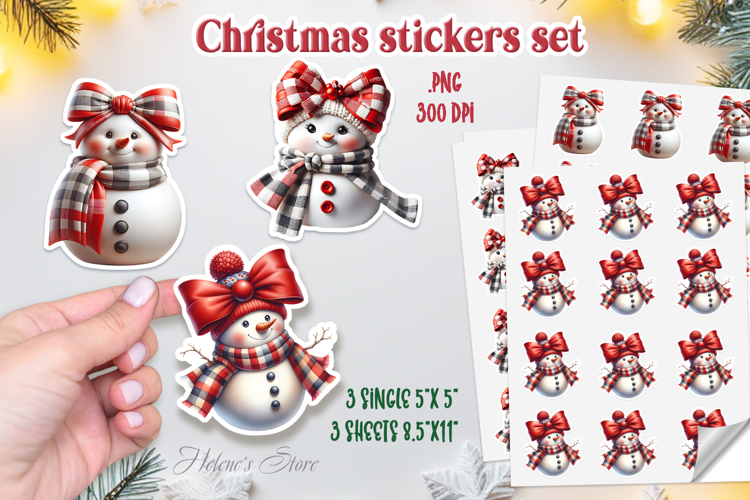 Retro Christmas snowman printables stickers | Coquette bows
