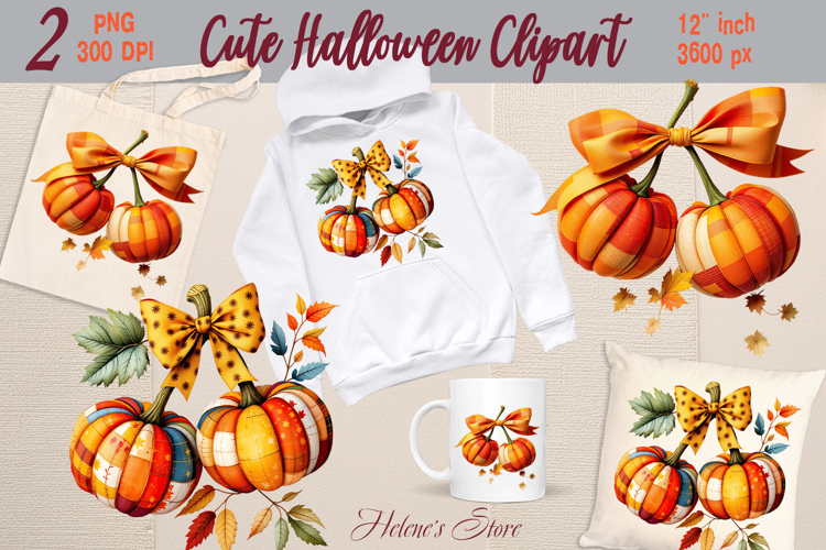 Cute Halloween pumpkin clipart |Coquette bows shirt designs