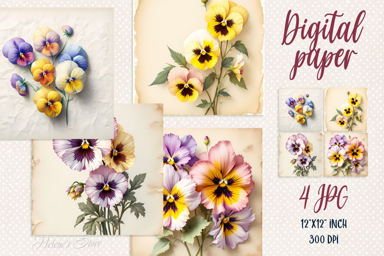 Vintage floral digital papers jpeg|Scrap booking 3d graphics