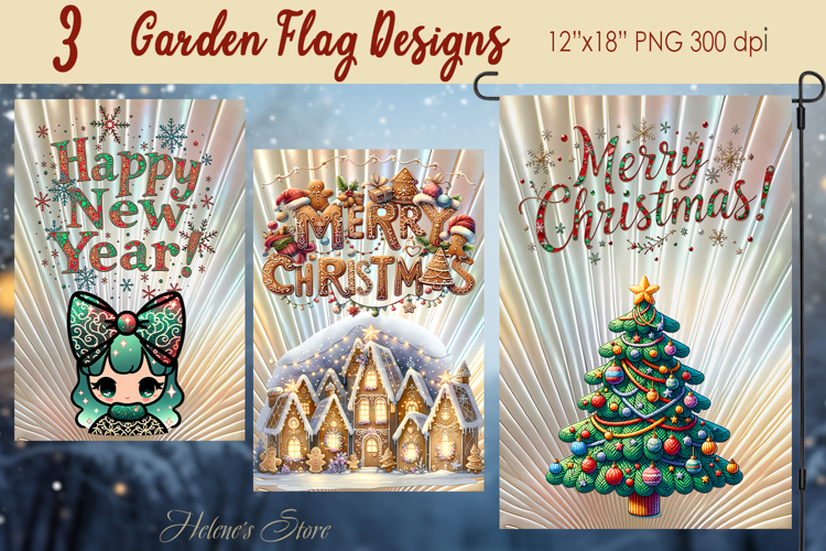 Christmas Garden Flag Sublimation design | Merry Christmas