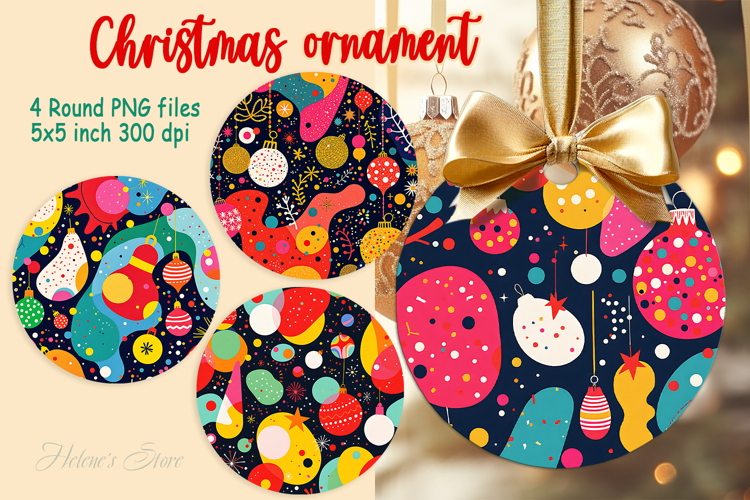 Bright Merry Christmas ornament sublimation designs PNG