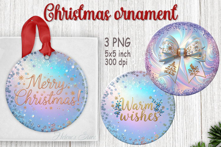 Lilac Merry Christmas ornament sublimation designs PNG
