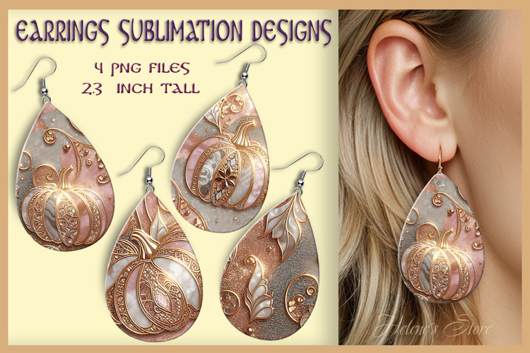 Autumn Pumpkin earrings | Fall Teardrop earring sublimation