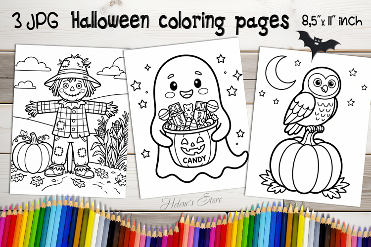 Cute Halloween Coloring Pages | Kids Coloring Book Print
