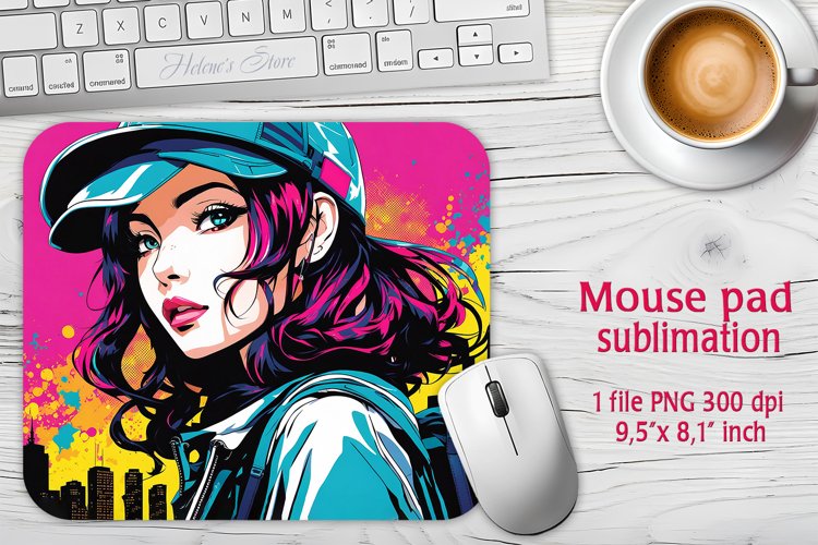 Pop art girl mouse pad | Cosmic Sublimation mouse mat