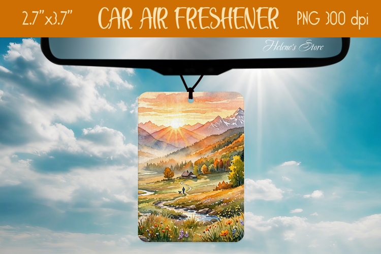 Autumn Mountains Air Freshener Car sublimation design png